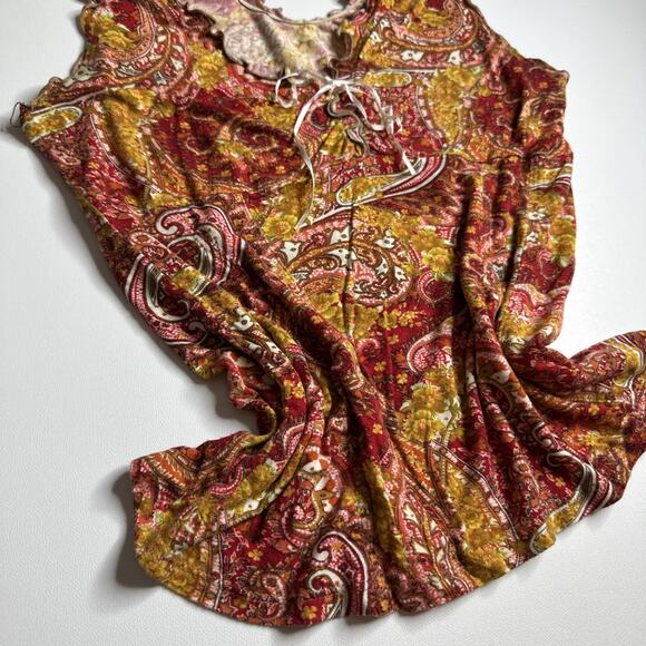 Bellina Y2K Paisley Ruffle Top Lace Up Boho Festival Fairycore Canada S Retro - Picture 5 of 13